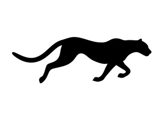 Vector Illustration of a Black Silhouette of a Running Cheetah Capturing Speed and Agility