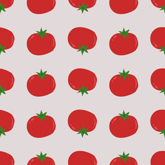 Fresh and Colorful Tomato Stickers Pattern on Light Gray Background for Kitchen Decor and Food-Themed Crafts