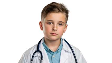 kid doctor with stethoscope isolated