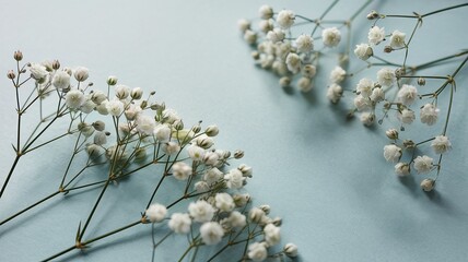 Delicate Baby's Breath Flowers on a Soft Blue Background
