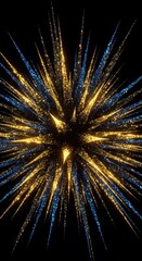Golden and Blue Glittering Starburst Explosion Abstract Art Background