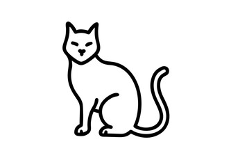 Vector Illustration of a Sitting Cat in Minimalist Black and White Line Art Style