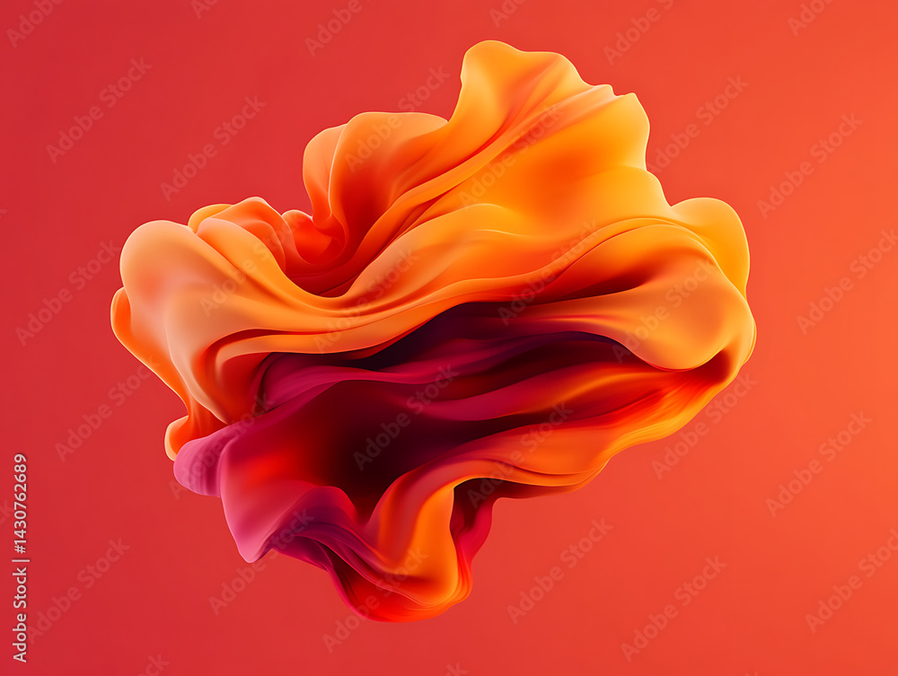 Poster bright colored abstract design with flowing shapes and layers over a vivid background