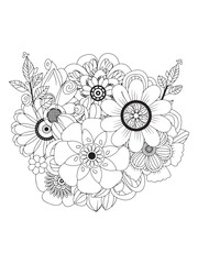 coloring designs with hand drawn flowers