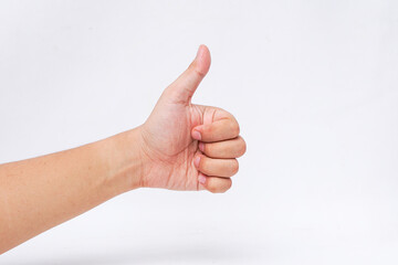 Thumbs Up Hand Gesture on White Isolated Background