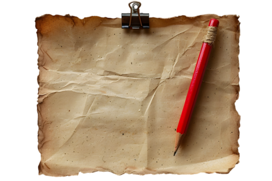 Red Pencil on Aged Paper.