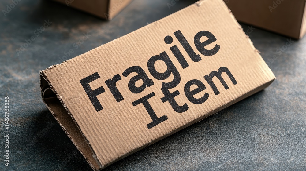 Poster shipping label demonstrating the importance of handling fragile items carefully with bold text on a 