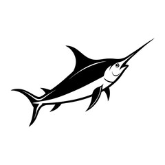 Marlin Fish Silhouette Vector Icon  White Background.