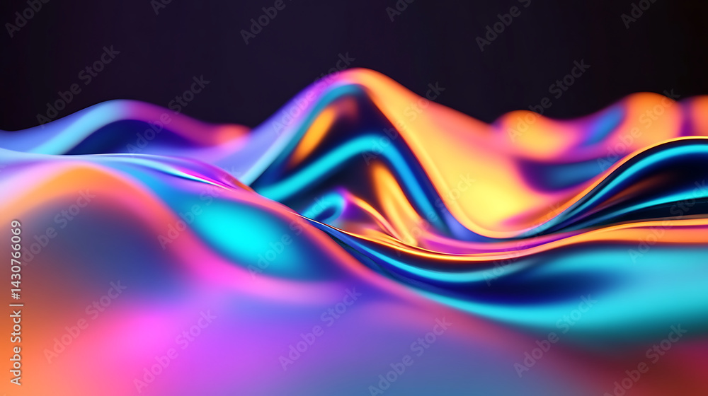 Poster abstract colorful waves create a mesmerizing visual effect in a vibrant digital landscape