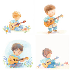 Kid Guitarist Clipart Set | Cute Music Lover Art

