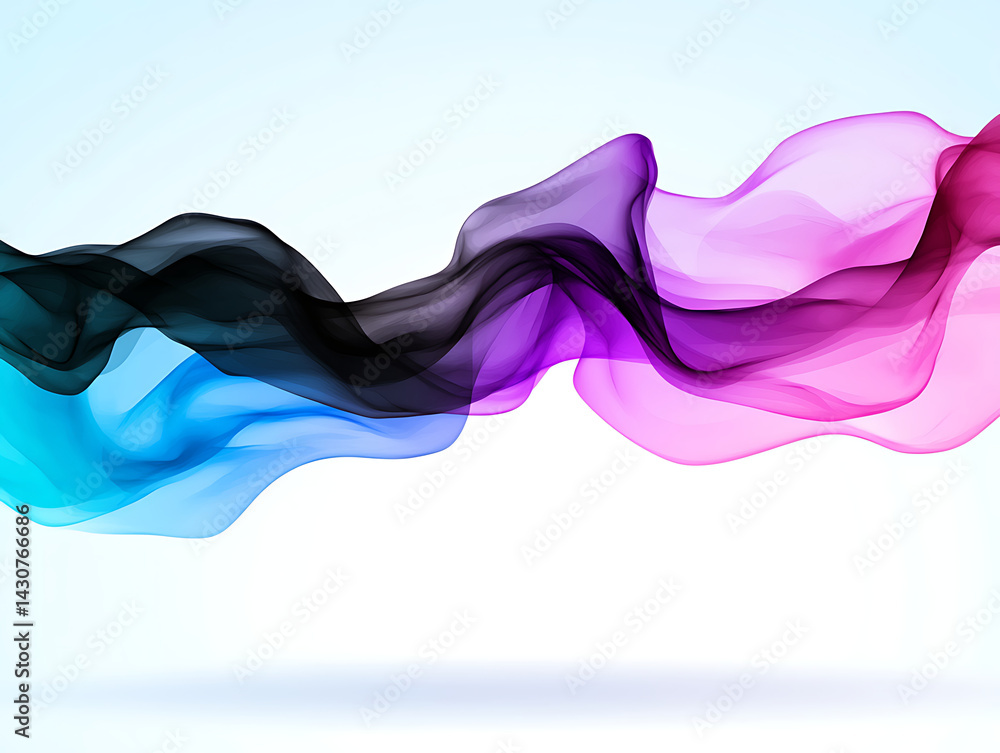 Poster colorful flowing fabric waves creating a vibrant abstract backdrop in visual design