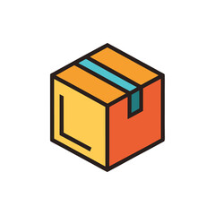 Minimal Packaging Box Icon isolated on transparent background