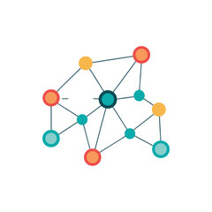 Network Nodes with Lines isolated on transparent background