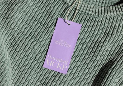 Mockup of a Cloth Label on a Textured Sweater