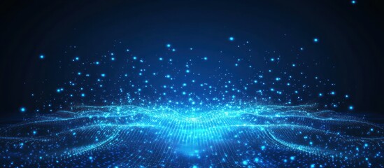 Fototapeta premium Abstract Blue Particle Wave Background Digital Art