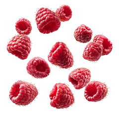 Fresh Raspberries Falling Dark Background