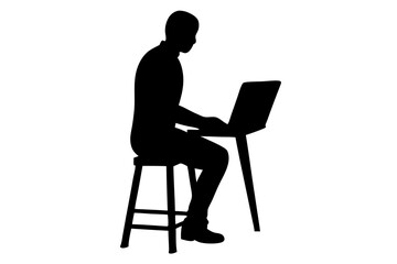 Black silhouette of a person sitting contemplatively on the floor, expressing loneliness, solitude, or deep thought for graphic design projects, silhouette, sitting, person, black, floor, alone