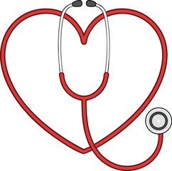  Medical stethoscope red heart shaped healthcare