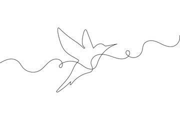 Minimalist one line bird drawing  continuous outline vector illustration isolated on white background
