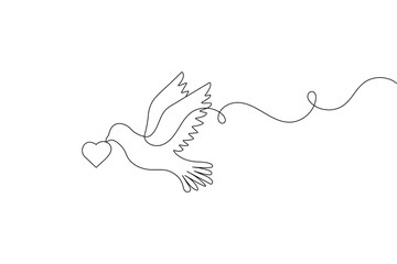 Minimalist one line bird drawing  continuous outline vector illustration isolated on white background

