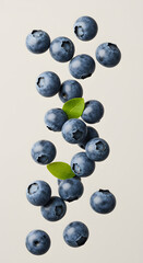 Floating Fresh Blueberries Soft Lighting Clean Background Ample Copy Space