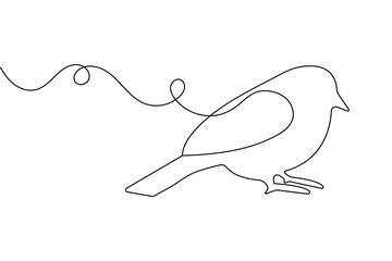 Obraz premium Minimalist one line bird drawing continuous outline vector illustration isolated on white background 