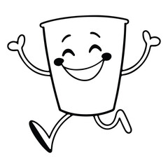 Happy Running Bucket Cartoon