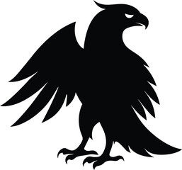 A silhouette of eagle bird with wings spread to one side