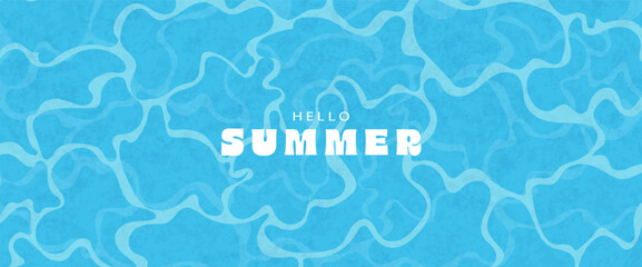 Blue water wave line pattern background. Summertime concept background, banner, cover, promotion concept design. Modern art minimalist style design template for sales, poster, cover.