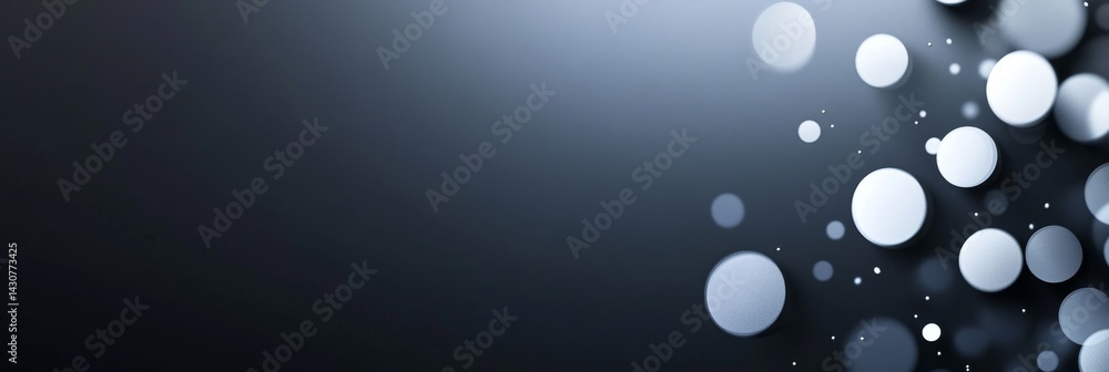 Poster abstract floating circles glowing against dark surface displaying a sense of calm and mystery