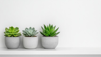 Obraz premium Stylish Succulent Plants in Concrete Pots for Modern Home Decor