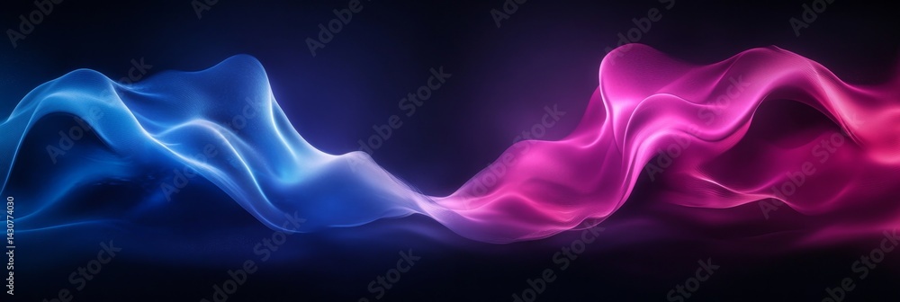 Poster flowing pink and blue abstract waves of soft light energy create a captivating visual experience