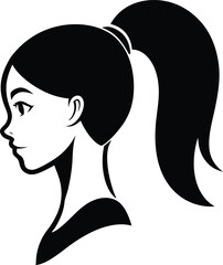 Silhouette of a stylish woman and girl in profile vector illustration