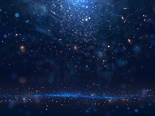 Fototapeta premium Starry Night Galaxy Light Bokeh Digital Blue Gold Abstract Cosmic Sparkle Background ai