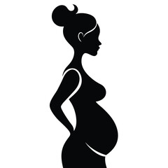 Pregnant Woman Silhouette in Bold Artistic Form