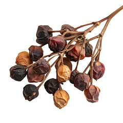 dried soapberries, realistic, white background