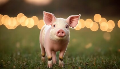 Fototapeta premium A cheerful piglet gazing outdoors at dusk. of excellence in splendor beyond compare with grace