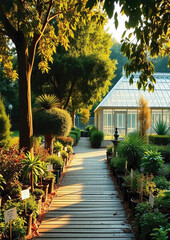 Obraz premium ropical paradise, nature escape, fern leaves, jungle vibes, garden architecture, 