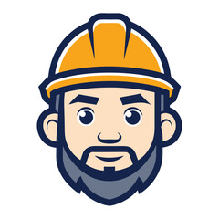 Workers face with hard hat logo on white background vector illustration