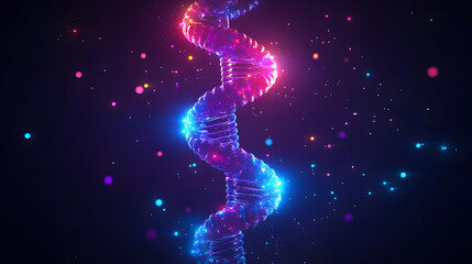 Obraz premium Abstract Glowing Dna Spiral with Molecular Structure on Dark Background for Scientific Research and Technological Innovation Render
