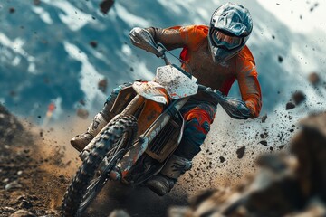 Motocross Rider Racing Mountain Dirt Track