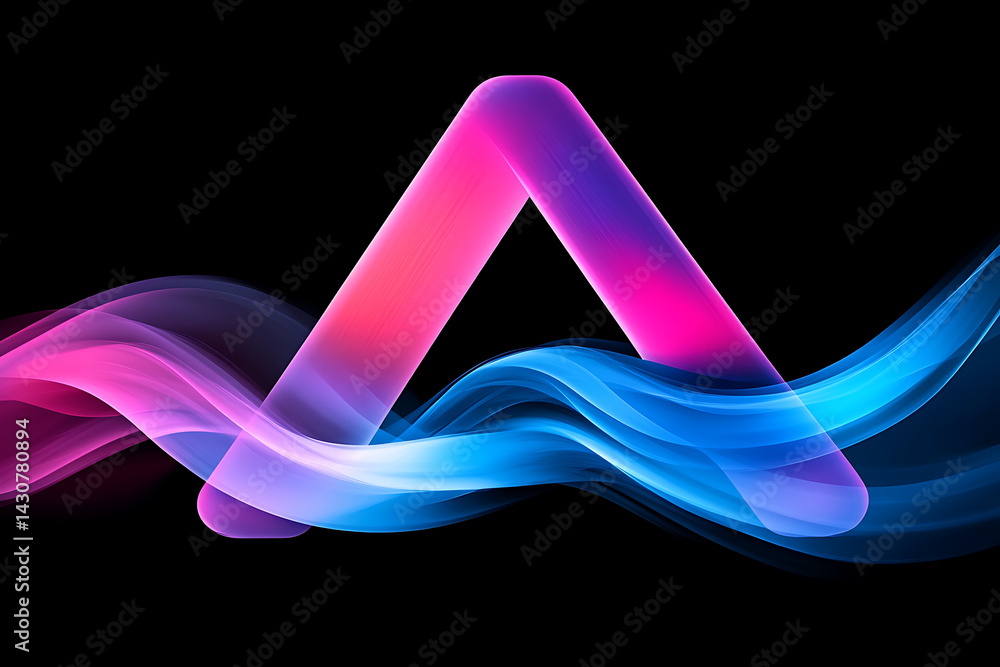 Poster dynamic swirl of vibrant colors and shapes creating an abstract design on a black background