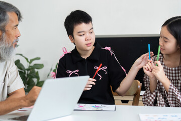 Back to School and Creativity. Engaging in a colorful learning activity with family.