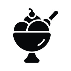 A well designed glyph icon showing sundae bowl