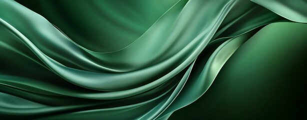 Obraz premium Elegant green silk fabric drapes gracefully, creating a sense of movement and flow.