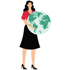 Environment protection. business woman holding a green globe with love, world environment day