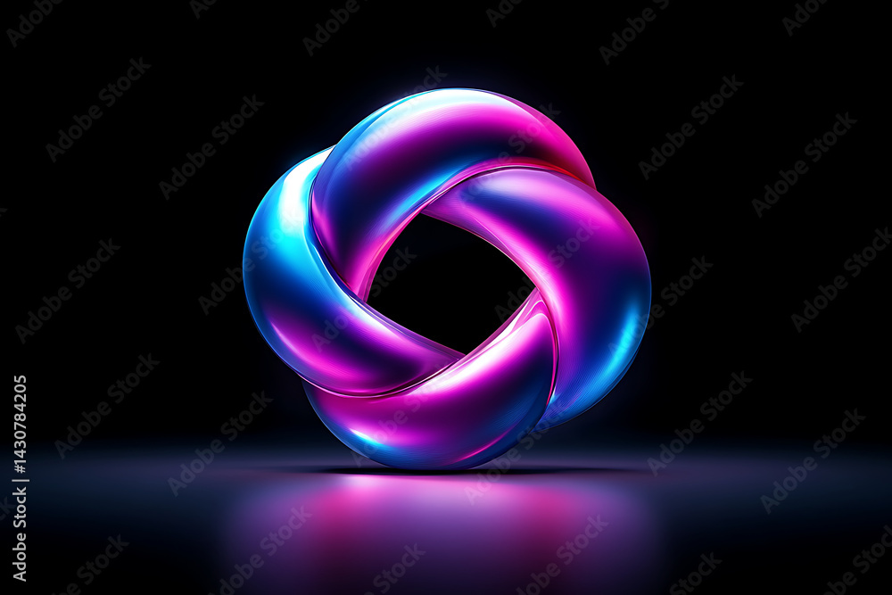 Poster abstract colorful twisted shape glowing against a dark background, creating a mesmerizing visual eff