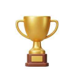 Gold trophy winning award champion celebration prize isolated on white background