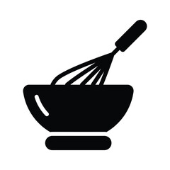 Baking whisk bowl icon designed in glyph style
