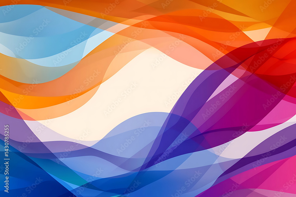 Poster abstract wavy patterns in vibrant colors create a dynamic composition suitable for various creative 